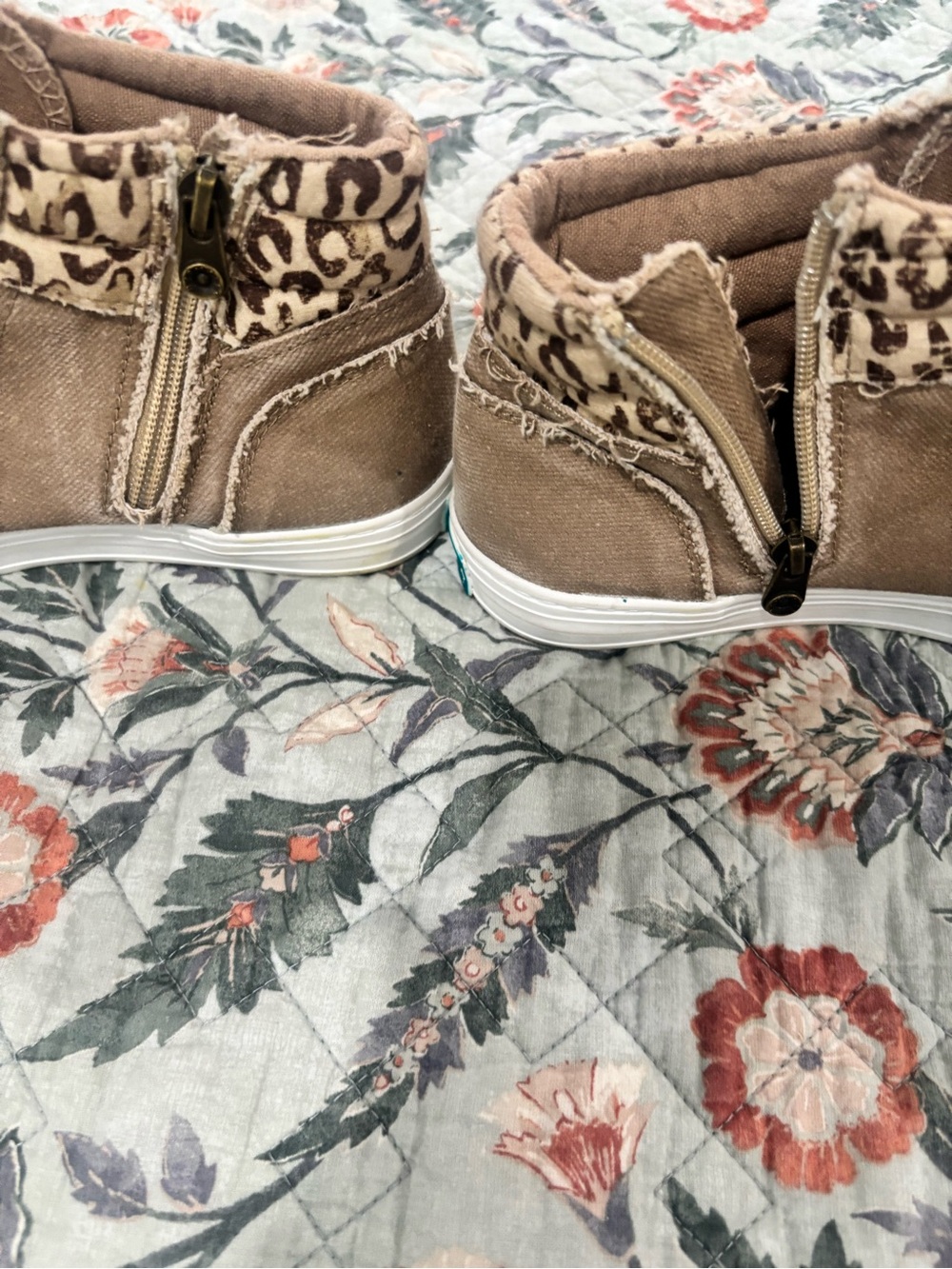 Blowfish Beige High-Top Sneakers with Leopard Trim